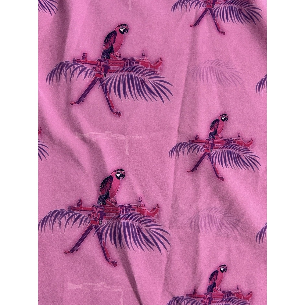 Retro Rifle Shirt Mens Saws Macaws Pink AOP Hawaiian Tropical Button Up Size 2XL - Picture 6 of 13
